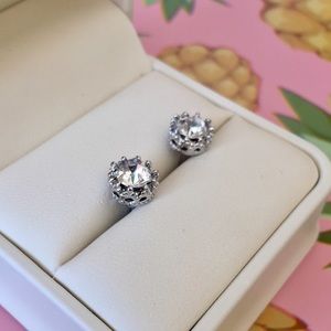 Princess crown cz zircon stud earrings